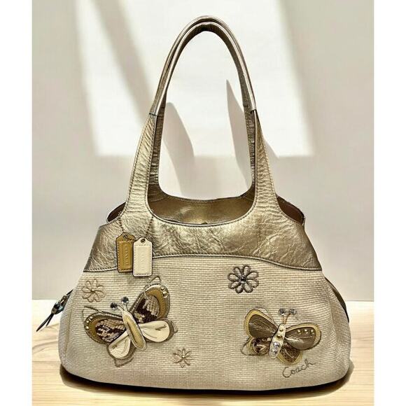 Coach F16584 Lexi Woven Butterfly Shoulder Bag & Matching Wristlet - Picture 2 of 13